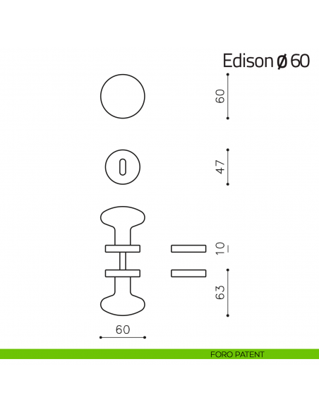 Pomello per porta Edison ø60 girevole Olivari foro patent