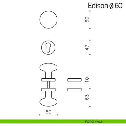 Pomello per porta Edison ø60 girevole Olivari foro yale