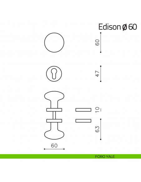 Pomello per porta Edison ø60 girevole Olivari foro yale