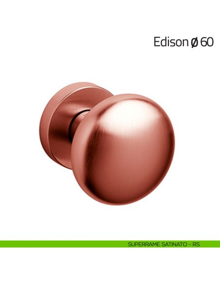 Pomello per porta Edison ø60 fisso Olivari superrame satinato