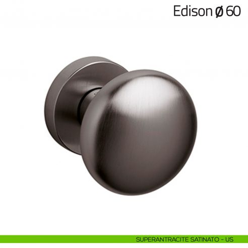 Pomello per porta Edison ø60 fisso Olivari superantracite satinato