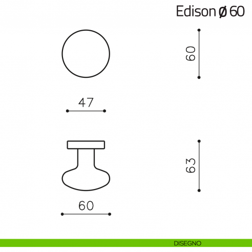 Pomello per porta Edison ø60 fisso Olivari disegno