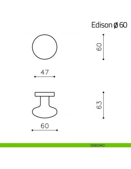 Pomello per porta Edison ø60 fisso Olivari disegno