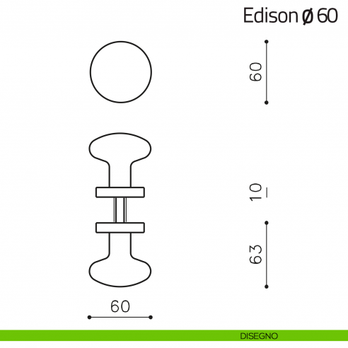 Pomello per porta in vetro Link ø60 Olivari disegno