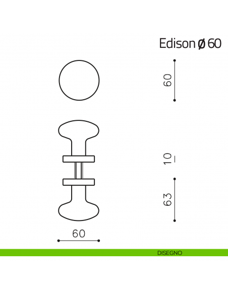 Pomello per porta in vetro Link ø60 Olivari disegno