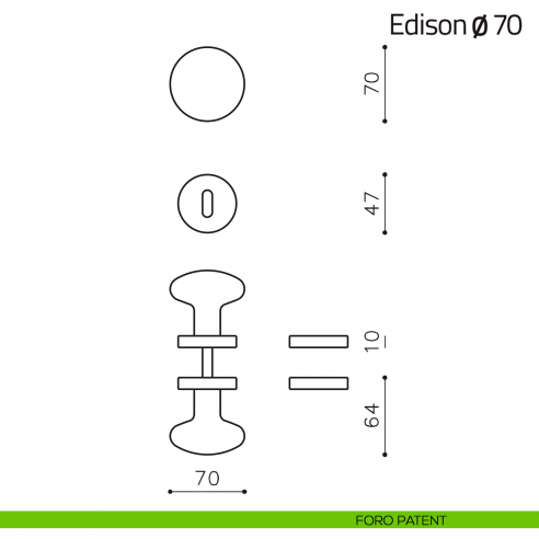 Pomello per porta Edison ø70 girevole Olivari foro patent