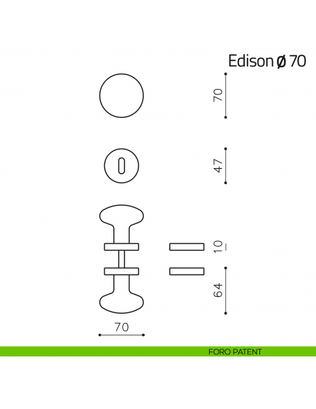 Pomello per porta Edison ø70 girevole Olivari foro patent