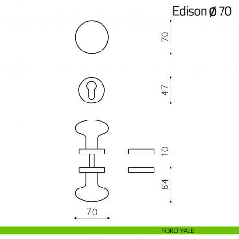 Pomello per porta Edison ø70 girevole Olivari foro yale