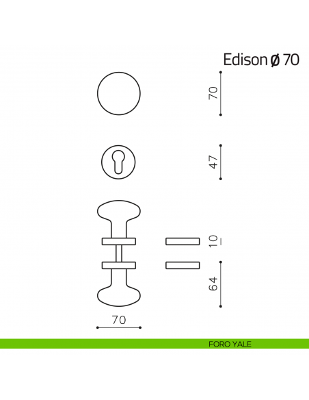 Pomello per porta Edison ø70 girevole Olivari foro yale