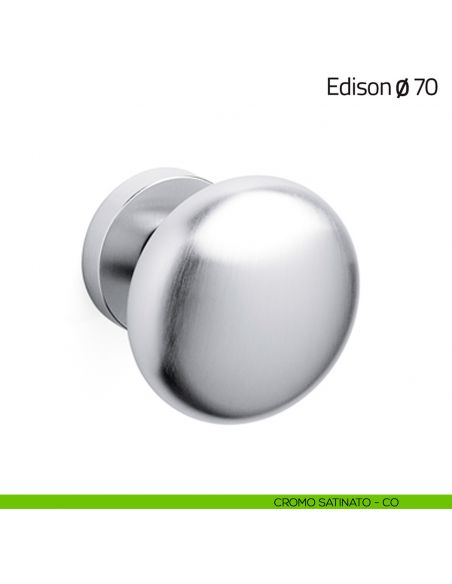 Pomello per porta Edison ø70 fisso Olivari cromo satinato