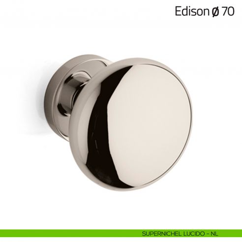 Pomello per porta Edison ø70 fisso Olivari supernichel lucido