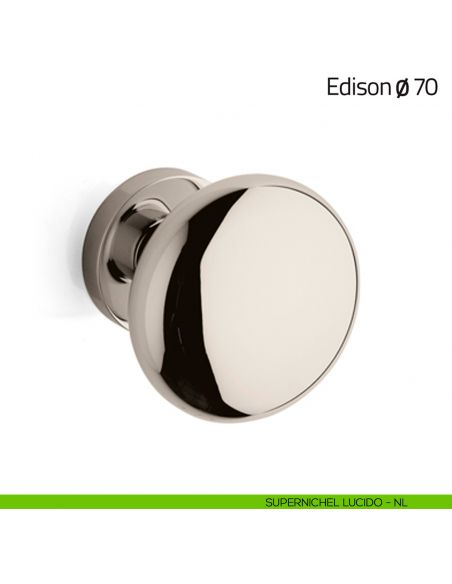 Pomello per porta Edison ø70 fisso Olivari supernichel lucido