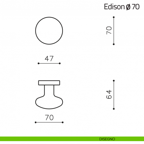 Pomello per porta Edison ø70 fisso Olivari disegno