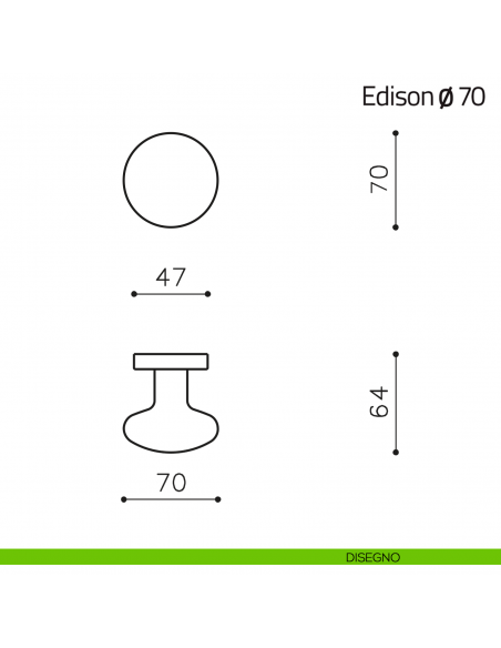 Pomello per porta Edison ø70 fisso Olivari disegno