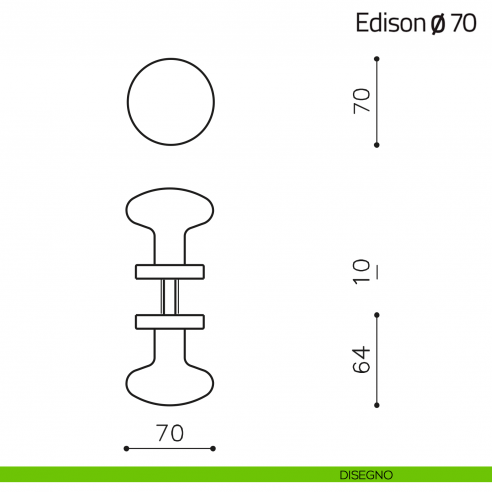 Pomello per porta in vetro Edison ø70 Olivari disegno