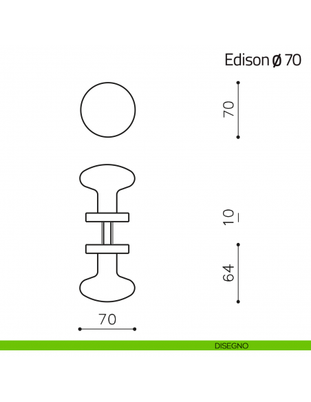 Pomello per porta in vetro Edison ø70 Olivari disegno