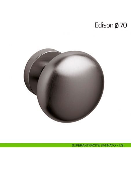 Pomello per porta in vetro Edison ø70 Olivari superantracite satinato