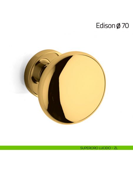 Pomello per porta in vetro Edison ø70 Olivari superoro lucido