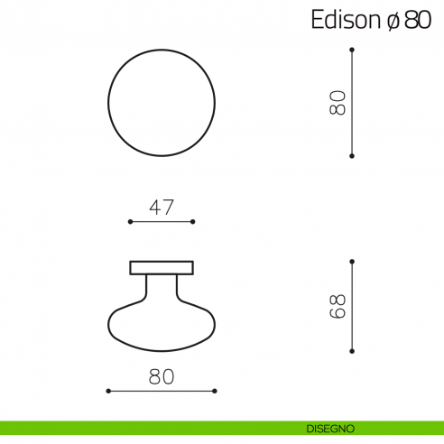 Pomello per porta Edison ø80 fisso Olivari disegno