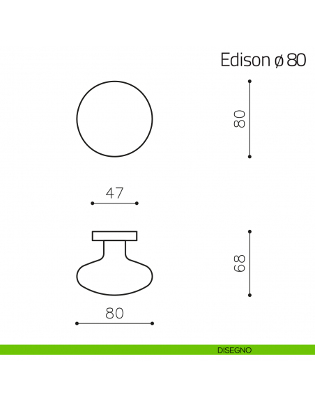 Pomello per porta Edison ø80 fisso Olivari disegno