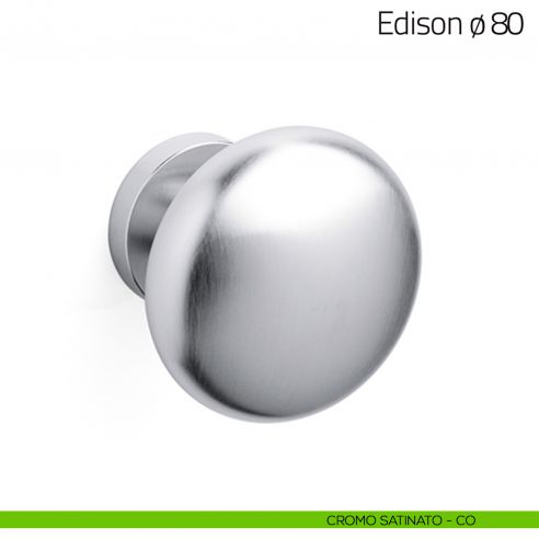 Pomello per porta Edison ø80 fisso Olivari cromo satinato