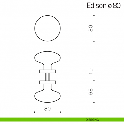 Pomello per porta in vetro Edison ø80 Olivari disegno