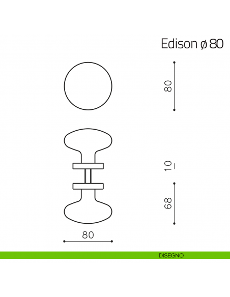 Pomello per porta in vetro Edison ø80 Olivari disegno
