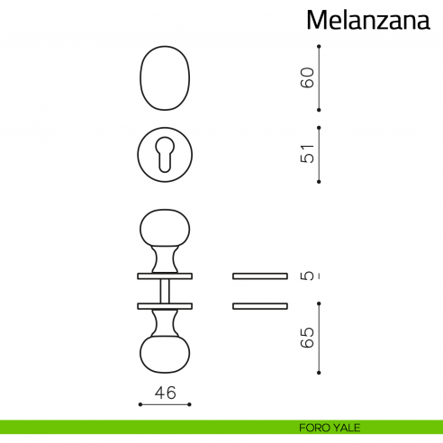 Pomello per porta Melanzana girevole Olivari bassa foro yale