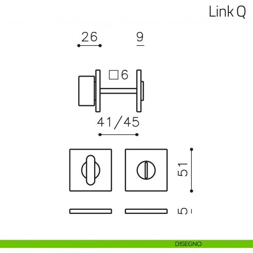 Nottolino per porta Link Q Olivari basso disegno