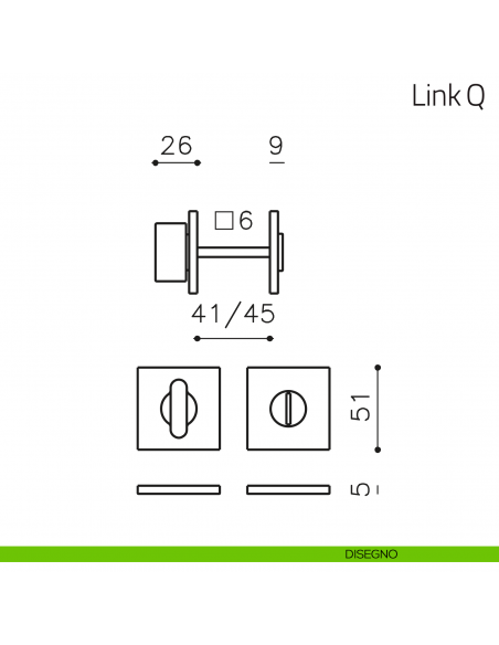 Nottolino per porta Link Q Olivari basso disegno