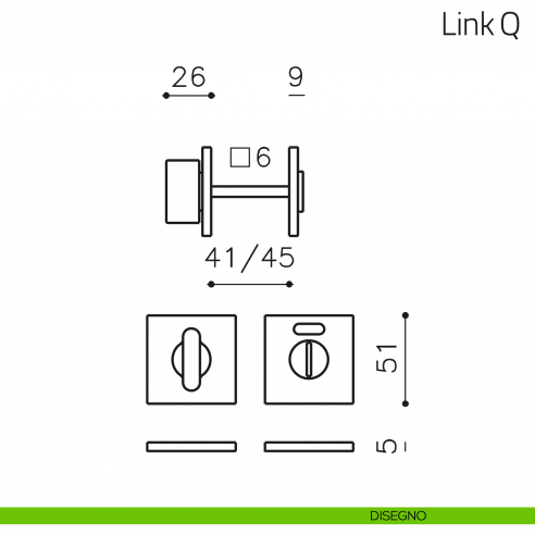 Nottolino per porta Link Q Olivari basso libero/occupato disegno