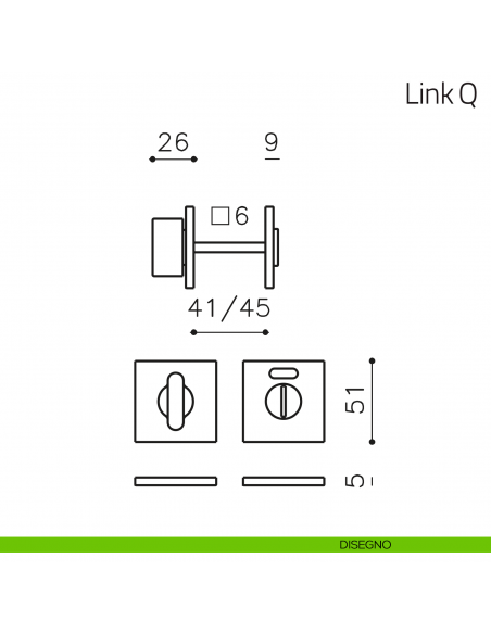 Nottolino per porta Link Q Olivari basso libero/occupato disegno