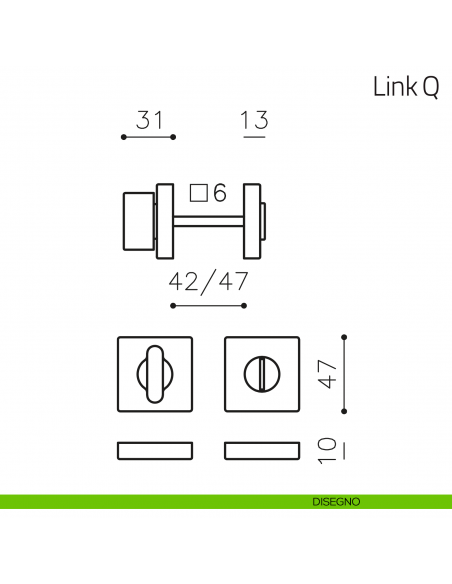 Nottolino per porta Link Q Olivari disegno