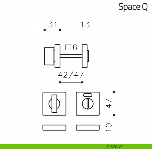 Nottolino per porta Space Q Olivari libero/occupato disegno
