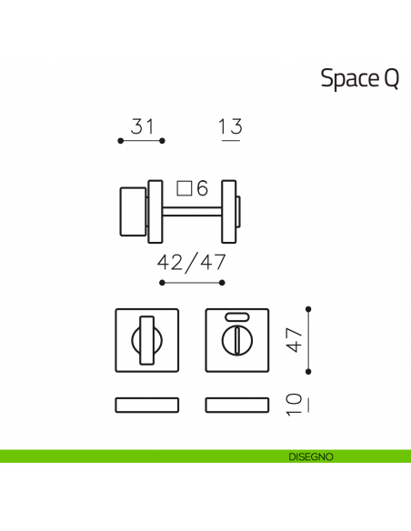 Nottolino per porta Space Q Olivari libero/occupato disegno