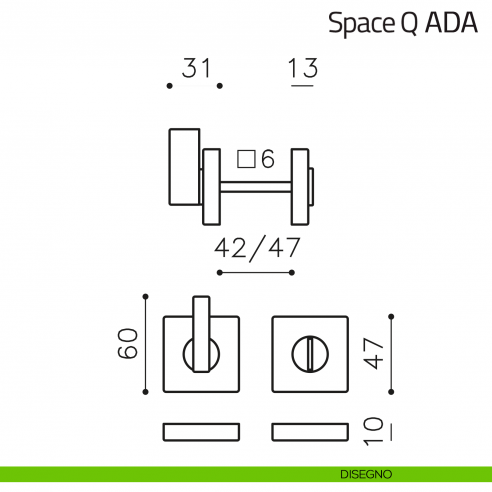 Nottolino per porta Space Q ADA Olivari disegno
