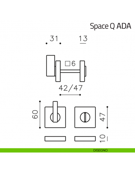 Nottolino per porta Space Q ADA Olivari disegno