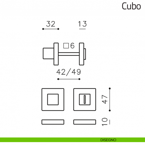 Nottolino per porta Cubo Olivari disegno