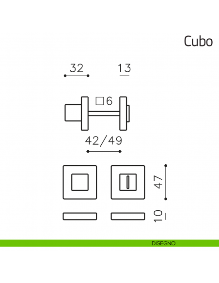 Nottolino per porta Cubo Olivari disegno