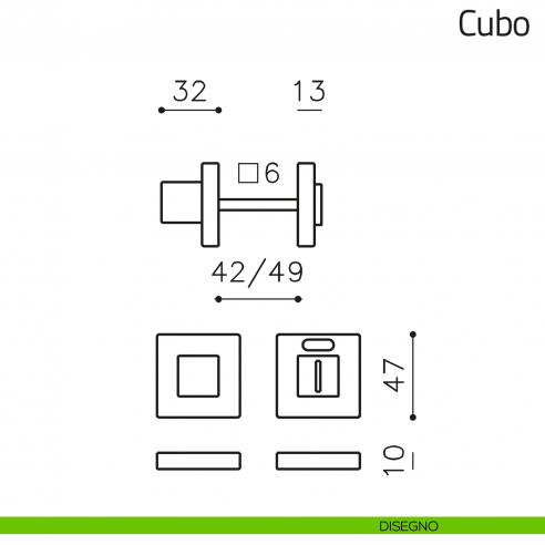 Nottolino per porta Cubo Olivari libero/occupato disegno