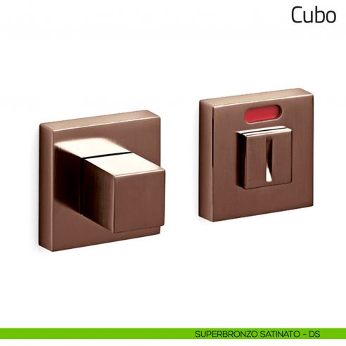 Nottolino per porta Cubo Olivari libero/occupato superbronzo satinato