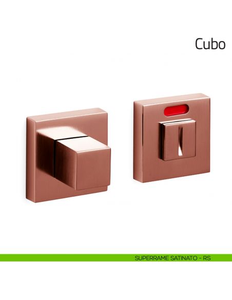 Nottolino per porta Cubo Olivari libero/occupato superrame satinato