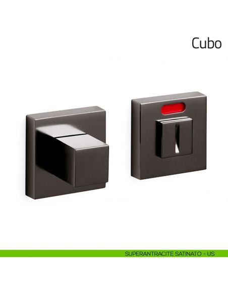 Nottolino per porta Cubo Olivari libero/occupato superantracite satinato