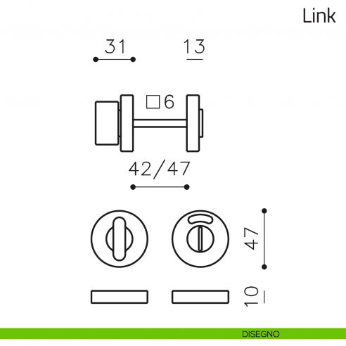 Nottolino per porta Link Olivari libero/occupato disegno