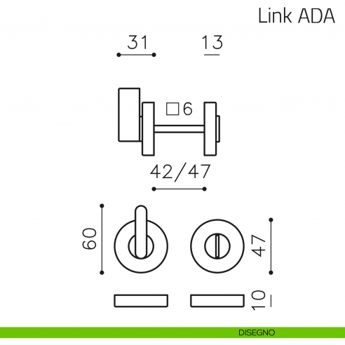 Nottolino per porta Link ADA Olivari disegno