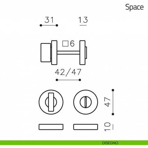 Nottolino per porta Space Olivari disegno