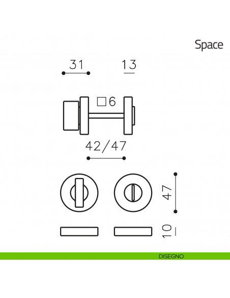 Nottolino per porta Space Olivari disegno