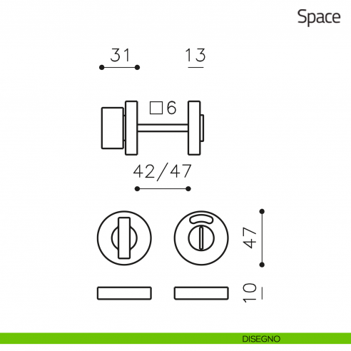 Nottolino per porta Space Olivari libero/occupato disegno