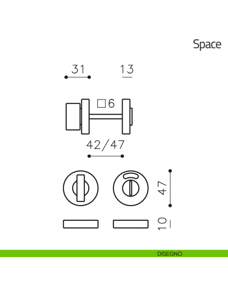 Nottolino per porta Space Olivari libero/occupato disegno