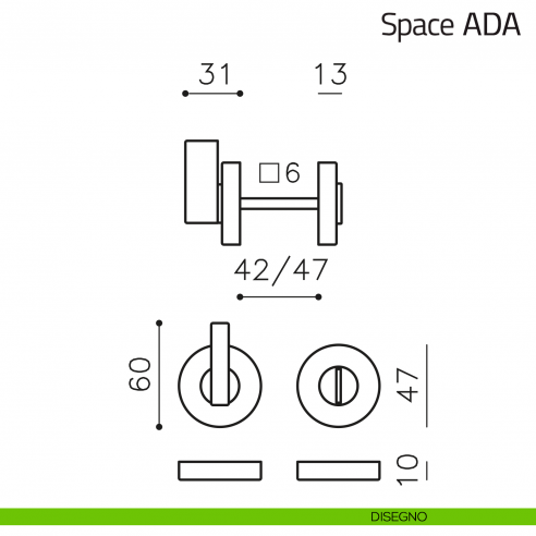 Nottolino per porta Space ADA Olivari disegno